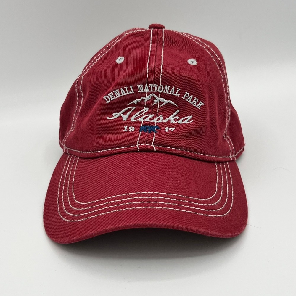 Prairie Mountain Denali National Park Alaska Hat Red Embroidered Unisex Cap